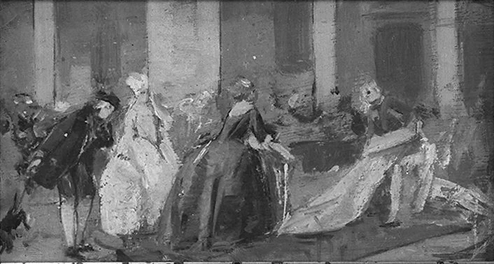 Scena di mercato in costumi settecenteschi - Museo Amos Cassioli, Asciano, Siena